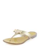 Farelia Bow Flat Jelly Thong Sandal, Bronze
