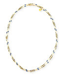 Delicate Long Beaded Sapphire Necklace, 48"