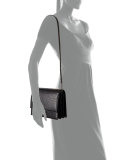 Crocodile 3/4-Flap Shoulder Bag, Black