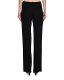 Straight-Leg Wool Pants, Black