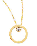 18k Yellow Gold Circle Single-Diamond Necklace