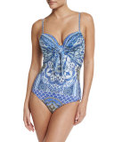 Tie-Front Overlay One-Piece Swimsuit, It Was All a Dream