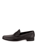 Perforated Leather Penny Loafer, Black