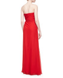 Strapless Sweetheart Beaded-Pinned Gown