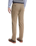 Duca Solid Flat-Front Pants, Mushroom