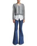 2-in-1 Cotton V-Neck Sweatshirt, Gray Melange