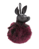 Bambi Faux-Fur Dog Charm for Handbag, Black/Red Plum