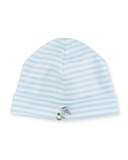Mini Golf Striped Baby Hat, Light Blue