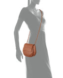 Crocodile Chain-Strap Saddle Bag, Cognac