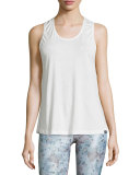 Strappy-Back Mesh Sport Tank, White