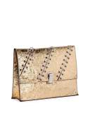 Large Metallic Leather Lunch Bag, Gold
