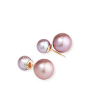 Double Freshwater Pink Pearl Stud Earrings