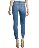 Studded Skinny Ankle Jeans, Light Authentic Blue