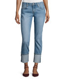 Mila Mid-Rise Cuffed Slim Boyfriend Jeans, Indigo