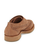 Leather Monk-Strap Wing-Tip Loafer, Beige