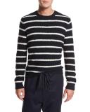 Textured Stripe Crewneck Sweater, Navy