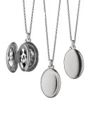 18k White Gold & Diamond Oval Locket Necklace