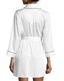 Mrs. Satin Robe, White/Black