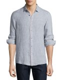 Alexander Slim-Fit Linen Sport Shirt, Blue