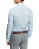 Mini Floral-Geometric Dress Shirt, Light Blue
