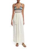 Striped Crochet-Tank Jumpsuit