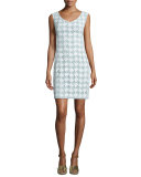 Brooklyn Sleeveless Lace Sheath Dress, White/Mint