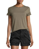 Cotton-Blend Buckled Mid-Rise Shorts, Black