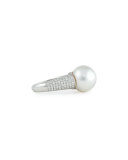 Avenue Ring with White Pearl & Pave Diamonds