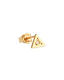 14K Gold Diamond Triangle Stud Earring