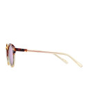 St. Louis Round Mirrored Sunglasses, Tortoise/Purple/Champagne