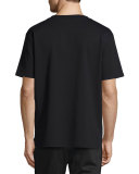 Twill Ponte Flap-Pocket T-Shirt, Black