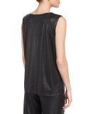 Scoop-Neck Liquid Luster Tank, Black