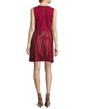 Fast Score Striped-Lace Dress, Red