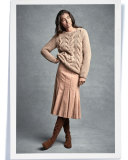 Aria Suede Godet Midi Skirt, Teak