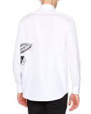 Side Logo-Graphic Long-Sleeve Shirt, White