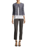 Emma Pin-Dot Cropped Pants, Caviar/Bianco