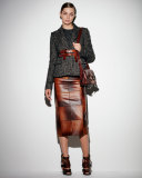 Small Leather Hook Satchel Bag, Dark Brown