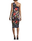 Floral One-Shoulder Sheath Dress, Multicolor