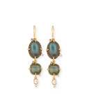 Linear Labradorite Drop Earrings, Gray