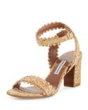 Leticia Scalloped Cork Sandal, Natural/Gold