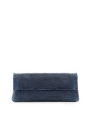 Flap Crocodile Clutch Bag, Navy
