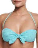 Textured Bandeau Swim Top, Sky