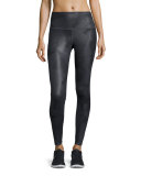 Airbrush Camouflage-Print Sport Leggings, Black Camo