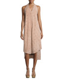 Eyelet Leather Apron Dress, Pink Sand