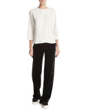 Velvet Wide-Leg Trousers, Black
