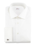 Raised Stripe French Cuff Dress Shirt, White on White