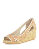 Coraa Cork Espadrille Wedge Sandal, Platino