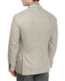Peak-Lapel Two-Button Sport Coat, Gravel
