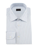 Wide Striped Woven Dress Shirt, Open White Pattern