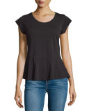 Itzel Cap-Sleeve Cotton Peplum Top